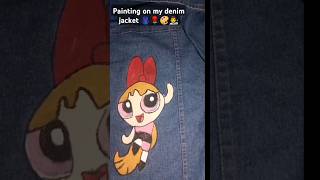 Diy my denim jacket diy viralvideo youtubeshorts denimshorts fabricpainting [upl. by Chavey178]