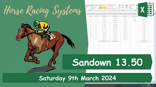 Sandown 13 50  Excel Spreadsheet Dutching  Horse Racing Betting System  09032024 [upl. by Pollitt]