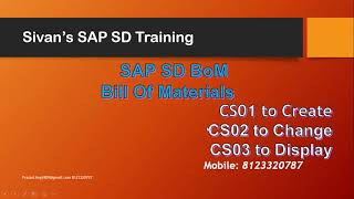 SAP SD BoM Bill of Materials CS01 CS02 CS03 [upl. by Coady]