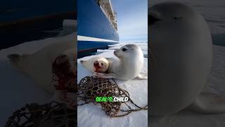 This lovely seals child was found injured🦦😥 shorts [upl. by Stasny]