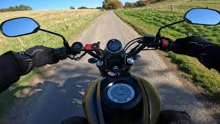 No 132 Yamaha XSR125 4K Grantham to Corby Glen via Whalebone Lane  Bike View [upl. by Gies]