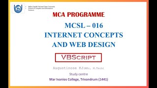 IGNOU MCA  Semester 1  Internet Concepts and Web Design  MCSL 016  Unit5  VBScript [upl. by Lyrred]