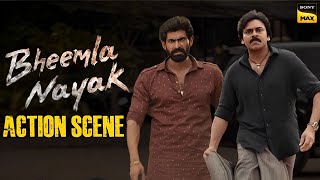 Pawan Kalyan Faces Off With Rana  Bheemla Nayak Hindi Dubbed Movie  Nithya Menen  Action Scene [upl. by Layney]