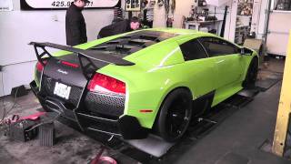 Lime Green LAMBORGHINI Murcielago LP 6704 SV on the DYNO [upl. by Ahsiekel]