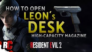 Resident Evil 2  How to Open Leons Desk and get the HighCapacity Magazine Pistol Upgrade [upl. by Aleibarg]