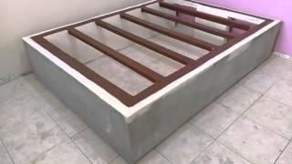 Cama box quotpasso a passoquot cama de alvenaria Box type bed made of bricks Strongest DIY Storage Bed [upl. by Ozneral]