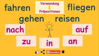 Wann und vor was benutzen wir diese Präpositionen nach zu in an auf Regeln  Beispielsätze [upl. by Ordnassela]