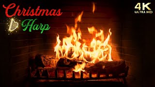 Christmas Fireplace with Christmas Harp Music Ambience  Cozy Christmas Ambience [upl. by Eudo]