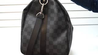 LOUIS VUITTON Keepall 45 Damier Graphite Bandouliere Travel Bag REVIEW PREOWNED [upl. by Dorcy194]