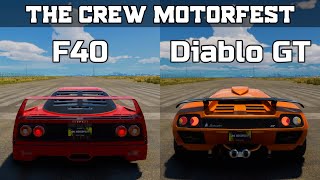 The Crew Motorfest  Ferrari F40 vs Lamborghini Diablo GT  Drag Race [upl. by Calypso]