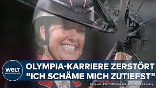 OLYMPIA IN PARIS Skandal Charlotte Dujardin schlägt Pferd 24 Mal in einer Minute – OlympiaAus [upl. by Araiek]