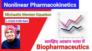 Michaelis Menten Equation  Non linearity Graph L4 Unit5 Biopharmaceutics 6th sem [upl. by Laktasic641]