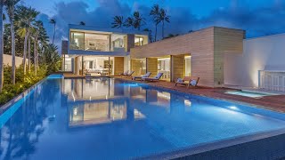 AwardWinning Kahala Oceanfront Estate Tour A Modern Beach Surf Retreat [upl. by Essilem]