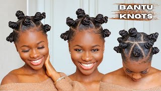 This is your sign to do BANTU KNOTS with braiding hair  Protective style for 4c natural hair [upl. by Aicirtak]