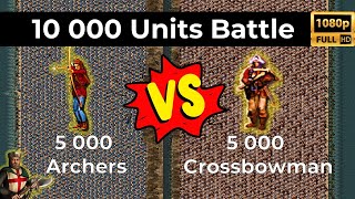 Stronghold Crusader HD 10 000 Troops  5 000 Archers vs 5 000 Crossbowman strongholdcrusader [upl. by Inihor]