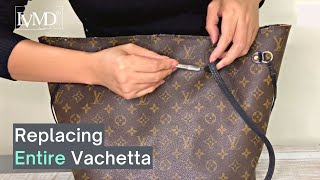 Full Makeover Of A Vintage Louis Vuitton Neverfull  Vachetta Replacement  Repair [upl. by Aniroc408]