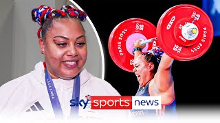 Team GBs Emily Campbell reacts to winning weightlifting bronze medal at Paris Olympics [upl. by Eornom]