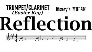 REFLECTION Trumpet Clarinet Easier Key Sheet Music Backing Track Partitura Disneys Mulan [upl. by Ikairik]