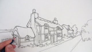 How to Draw a Cottage House in TwoPoint Perspective [upl. by Nitsew]