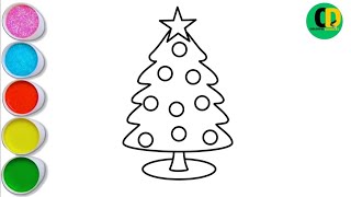 Glitter Christmas Tree with Decorations ✨🎄✨ Drawing Painting Coloring for Kids amp Toddlers 🎨 [upl. by Eemiaj]