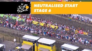 Neutralised start  Stage 6  Tour de France 2018 [upl. by Ahsenek]