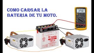 como cargar la bateria de tu moto con 2 fuentes de pc [upl. by Oicnaneb]