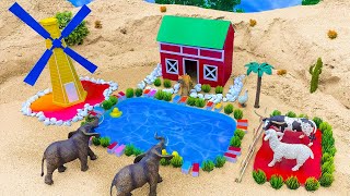 DIY mini Farm House Diorama with Cow Shed Flower Garden  Water Pool for Cattle and Mini Hand Pump [upl. by Wylen]