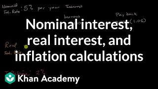 Nominal interest real interest and inflation calculations  AP Macroeconomics  Khan Academy [upl. by Yaned664]