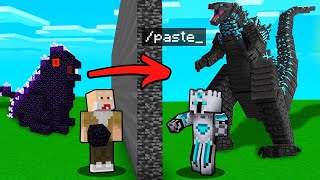 Prank Bapak Gile Pakai CHEATCOPY PASTE DI BUILD BATTLE GODZILA REALISTIC di MINECRAFT [upl. by Talmud]