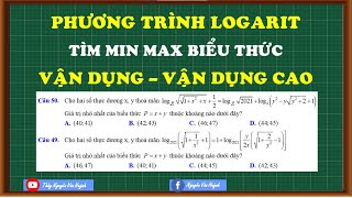 Min max logarit vận dụng caoPhương trình logarit VDC Đề sở Thái NguyênThầy Nguyễn Văn Huỳnh [upl. by Corvese834]