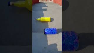 Blue vs Yellow Breaking glass bottles crushing soft things shorts asmr satisfying [upl. by Ehtyde]