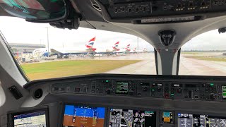 A220300 Cockpit Takeoff at Heathrow in 4K [upl. by Annagroeg]