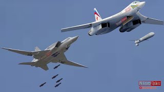 Russian Air Force in action TU160 and TU22M Dropping massive bombs [upl. by Ennyrb]