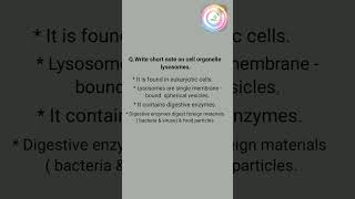 Short note on cell organelle quotlysosomesquot shorts youtubeshorts shortsfeed shortvideo [upl. by Lucas]