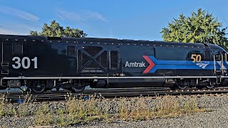 Amtraks quotDay 1quot 50th Anniversary Heritage Unit NS meet LSL 49 barely misses cyclist [upl. by Amjan]