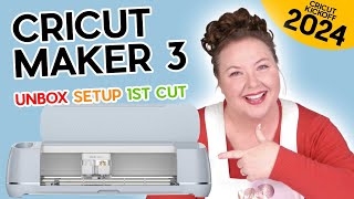 Cricut Maker 3 for Beginners Unbox Setup amp First Cut CRICUT KICKOFF Day 1 [upl. by Nemraciram918]