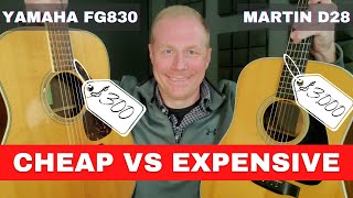 Yamaha FG830 vs Martin D28  300 vs 3000 Guitar  Cheap vs Expensive [upl. by Adnohral522]