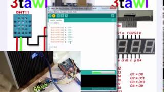 Temperature and Humidity monitor Tutorial with DHT11 or DHT22 sensor and 4 Digit 7 segment [upl. by Marita329]