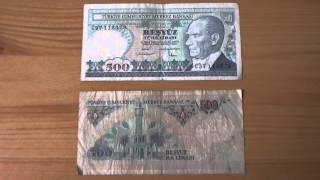 500 Türk Lirasi papermoney banknote of Turkey from the year 1970 [upl. by Niltak]