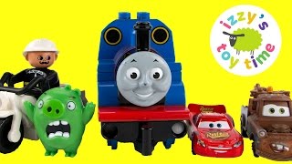 Thomas and Friends Mean LEGO Man and Disney Cars Lightning McQueen Build a Bridge Video [upl. by Tengler]