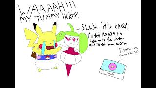 Pokémon Baby Pikachu is crying because he has a tummyache after eating a whole donut box [upl. by Wsan]