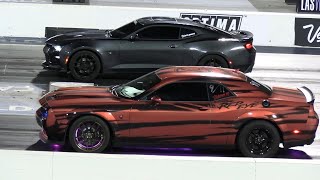 Camaro vs Hellcat and Scat Pack  drag racing [upl. by Yespmed336]