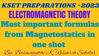 Most important formulas from Magnetostatics for KSET Physics exam [upl. by East600]