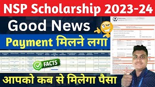 NSP Scholarship 202324😍Good News  Payment मिलने लगा  Proof🔥आपको इस दिन से मिलेगी Scholarship देखो [upl. by Adnihc645]