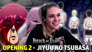 SHINGEKI NO KYOJIN OPENING 2 REACCION  JIYUU NO YSUBASA [upl. by Stelu]