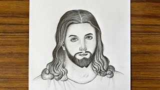 How to draw Jesus Christ  Jesus drawing  Easy drawings step by step  Pencil drawing pictures [upl. by Demetris]