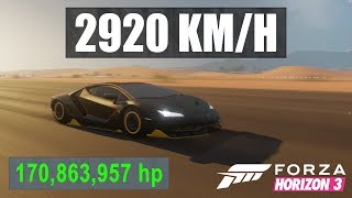 Forza Horizon 3  2900KMH with 170000000HP Centenario Over 2x Speed of Sound Dev Build Modding [upl. by Doscher]