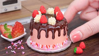 Best of Miniature Strawberry Chocolate Cake  Tiny Birthday Cake Decorating  Miniature Cooking [upl. by Allemat824]