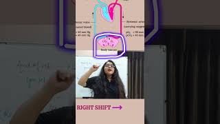 Right shift in oxygen dissociation curve neetpreparationneet2024 biology learnwithfun shorts [upl. by Pagas]