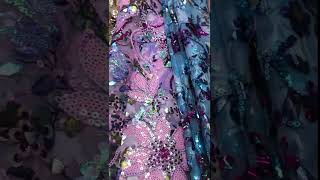 JX347 Shop Online MultiColor Sequined Embroidered Lace Material Fabric For Dresses lacecollection [upl. by Eimrots]